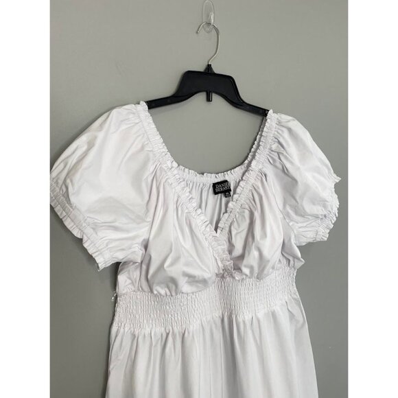 Danielle Bernstein White Midi‎ Smocked Waist Peasant Dress Sz 2x NEW - Picture 6 of 10